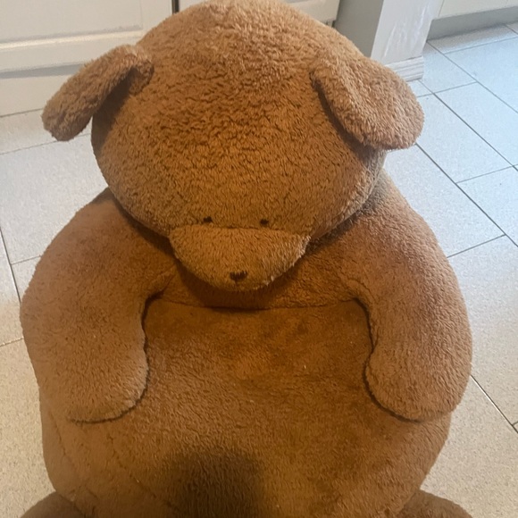 Plush Teddy bear bean bag chair and matching stool set - Picture 2 of 4
